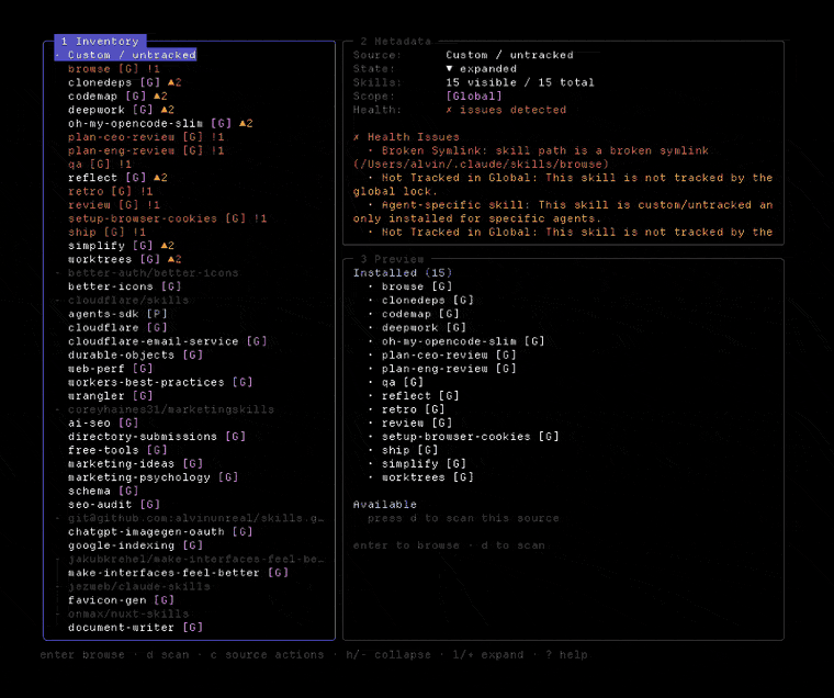 LazySkills terminal UI demo