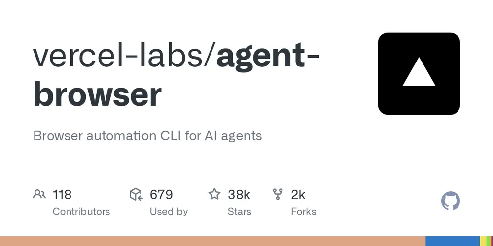 GitHub repository card for vercel-labs/agent-browser