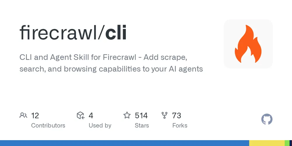 GitHub repository card for firecrawl/cli