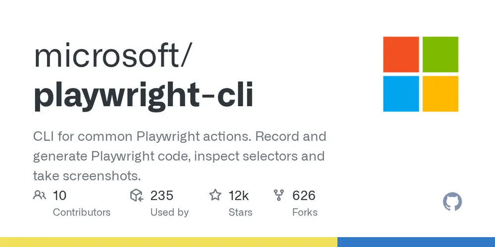 GitHub repository card for microsoft/playwright-cli