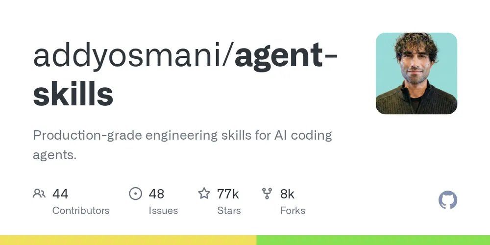 GitHub repository card for addyosmani/agent-skills
