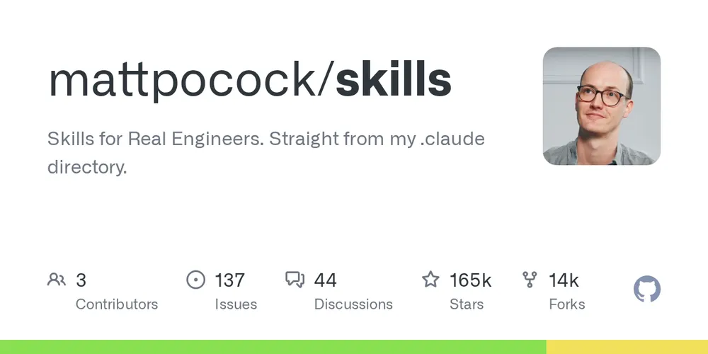 GitHub repository card for mattpocock/skills