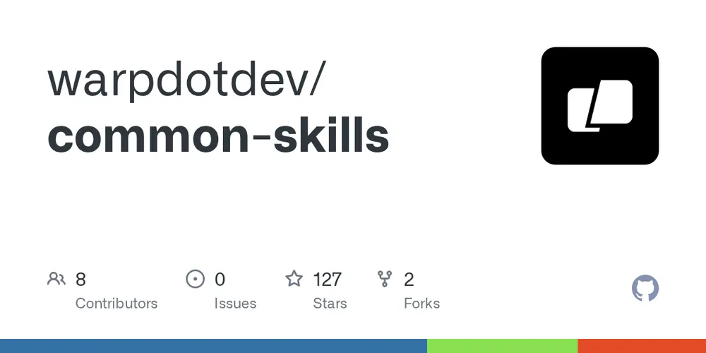 GitHub repository card for warpdotdev/common-skills