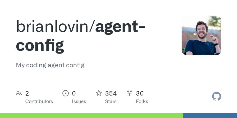 GitHub repository card for brianlovin/claude-config