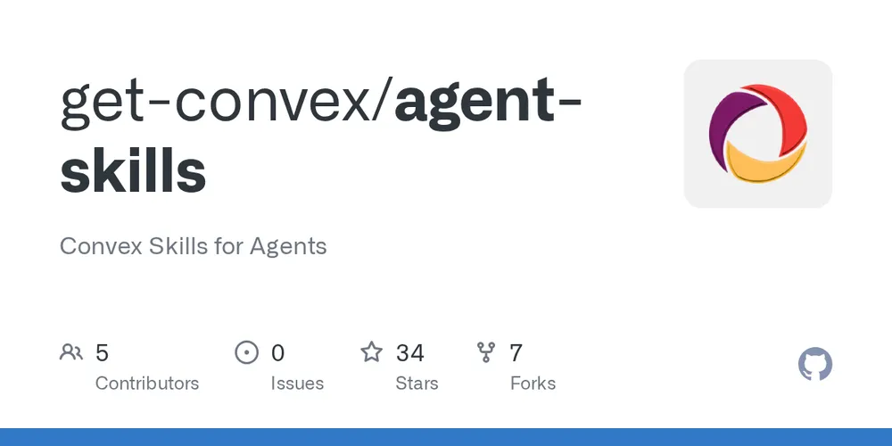 GitHub repository card for get-convex/agent-skills