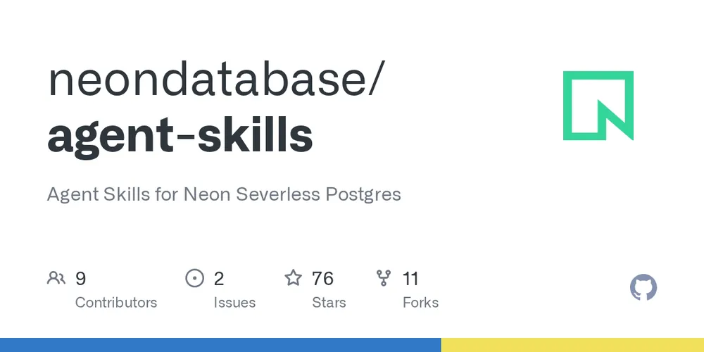 GitHub repository card for neondatabase/agent-skills