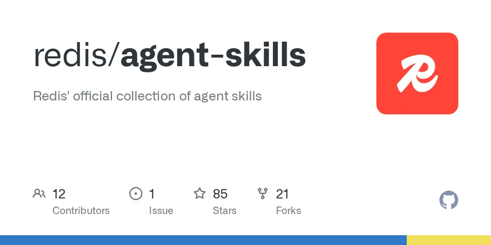 GitHub repository card for redis/agent-skills