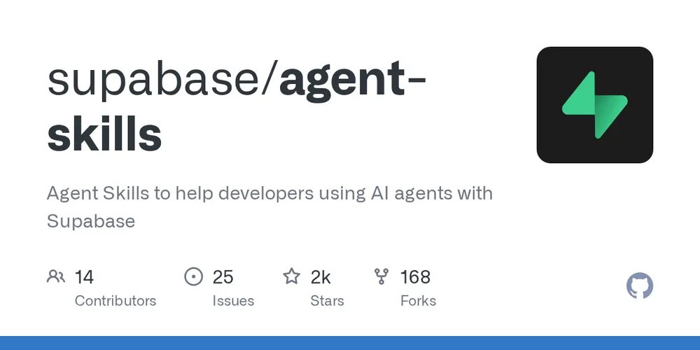 GitHub repository card for supabase/agent-skills