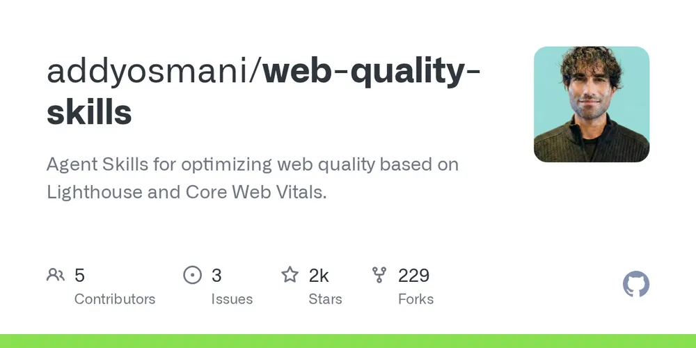 GitHub repository card for addyosmani/web-quality-skills