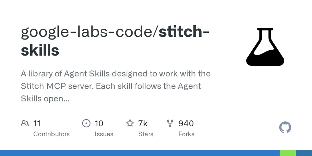 GitHub repository card for google-labs-code/stitch-skills