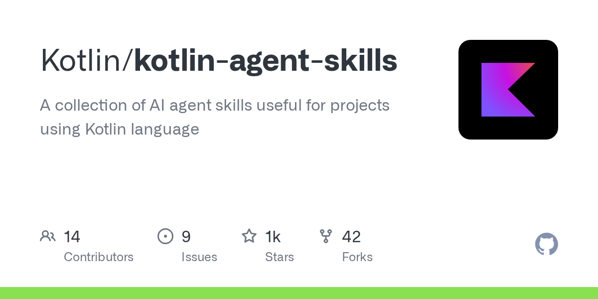 GitHub Open Graph preview for Kotlin's Java to Kotlin tooling skill.