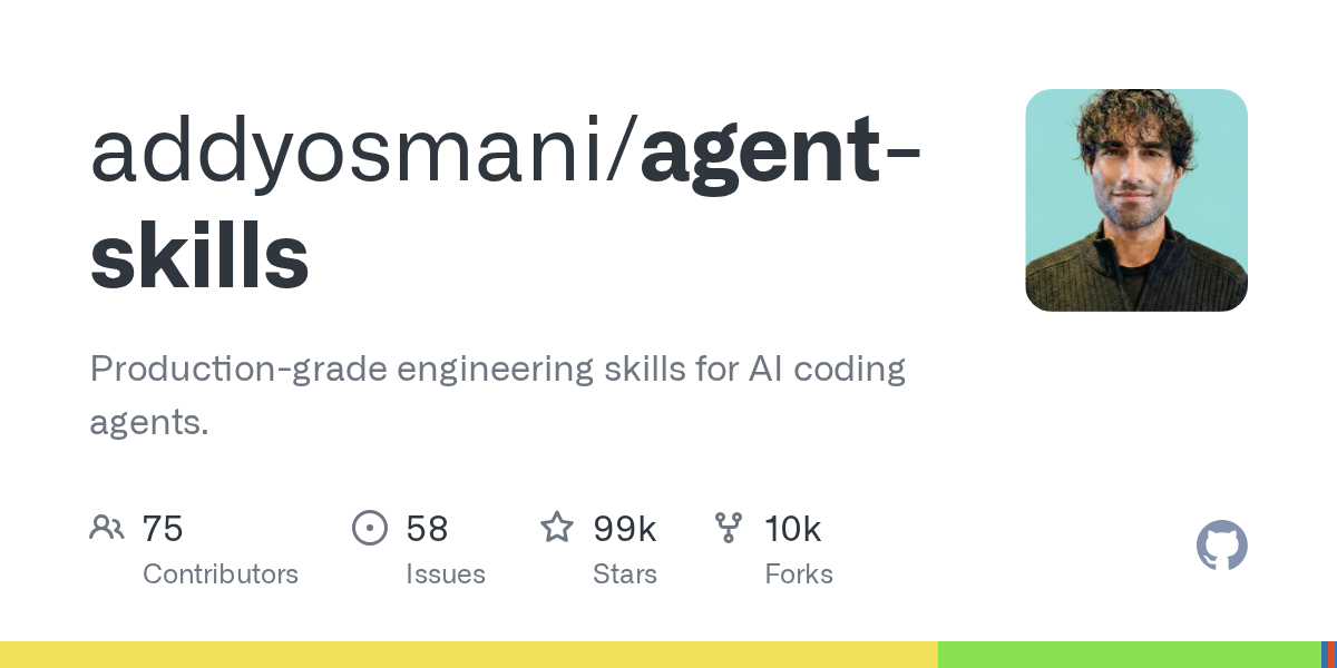 GitHub repository card for addyosmani/agent-skills