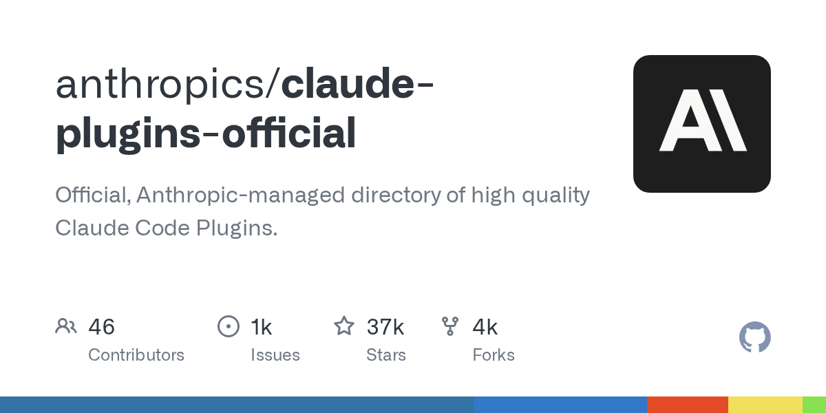 GitHub repository preview for anthropics/claude-plugins-official.
