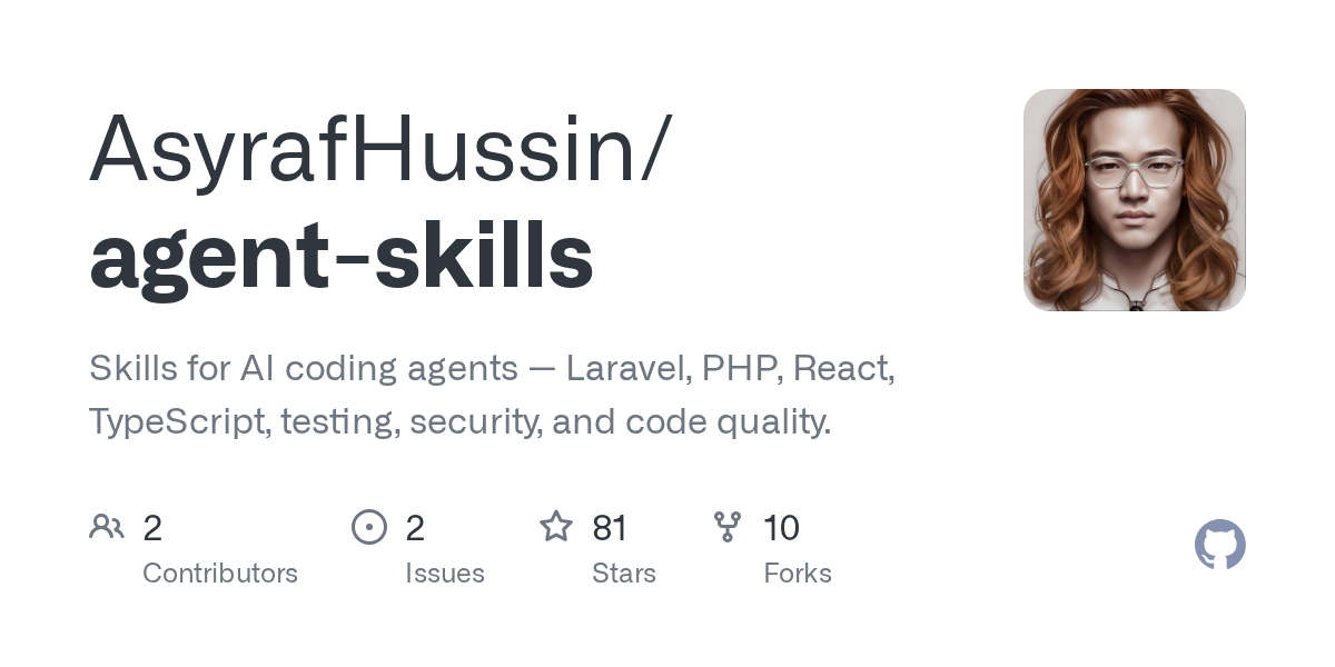GitHub Open Graph preview for asyrafhussin/agent-skills.