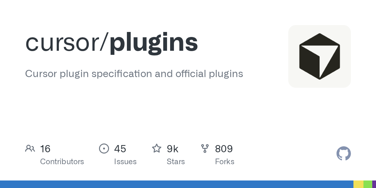 GitHub repository card for cursor/plugins