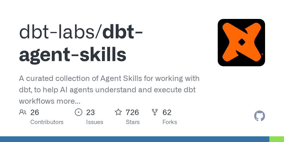 GitHub repository card for dbt-labs/dbt-agent-skills