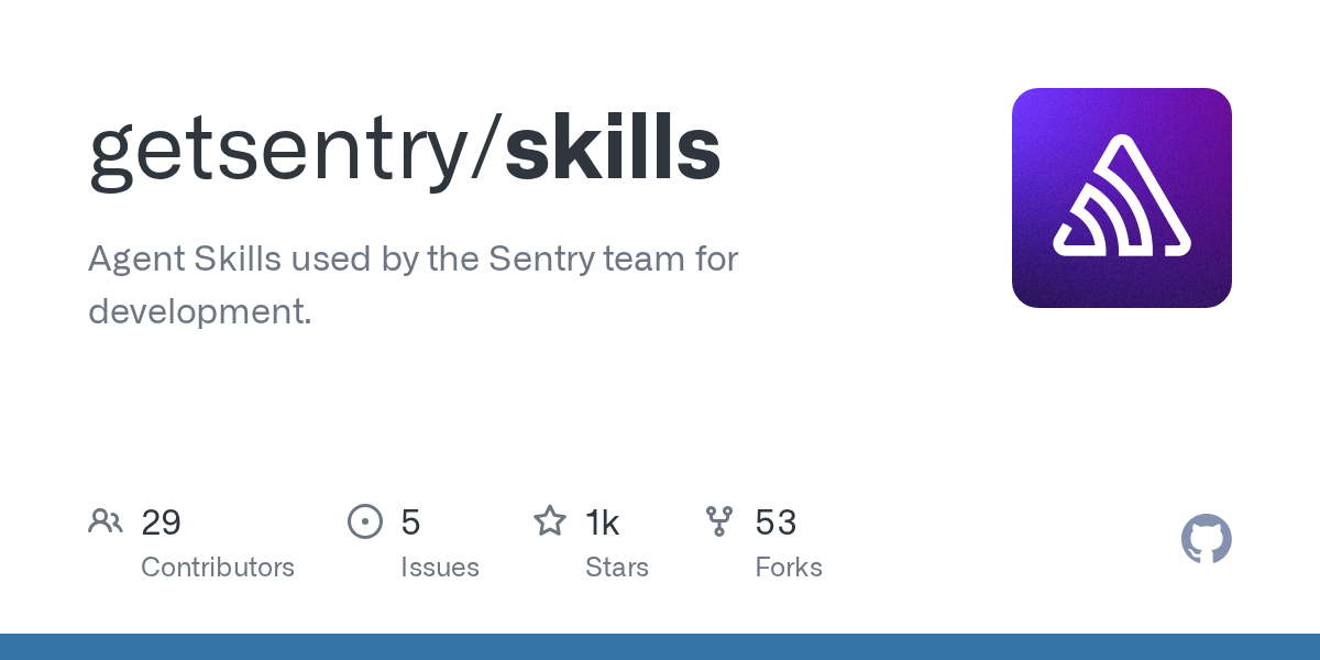 GitHub repository preview for getsentry/skills.