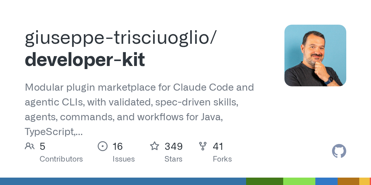 GitHub repository preview for giuseppe-trisciuoglio/developer-kit.