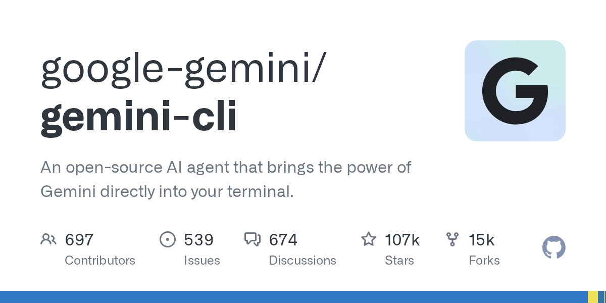 GitHub repository card for google-gemini/gemini-cli