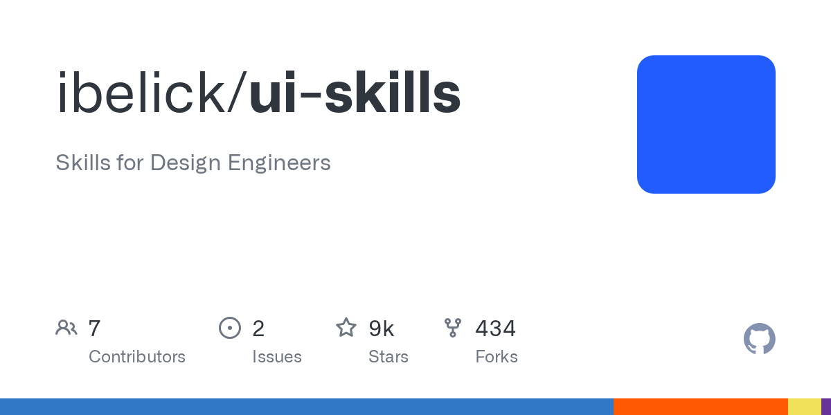 GitHub repository preview card for ibelick/ui-skills