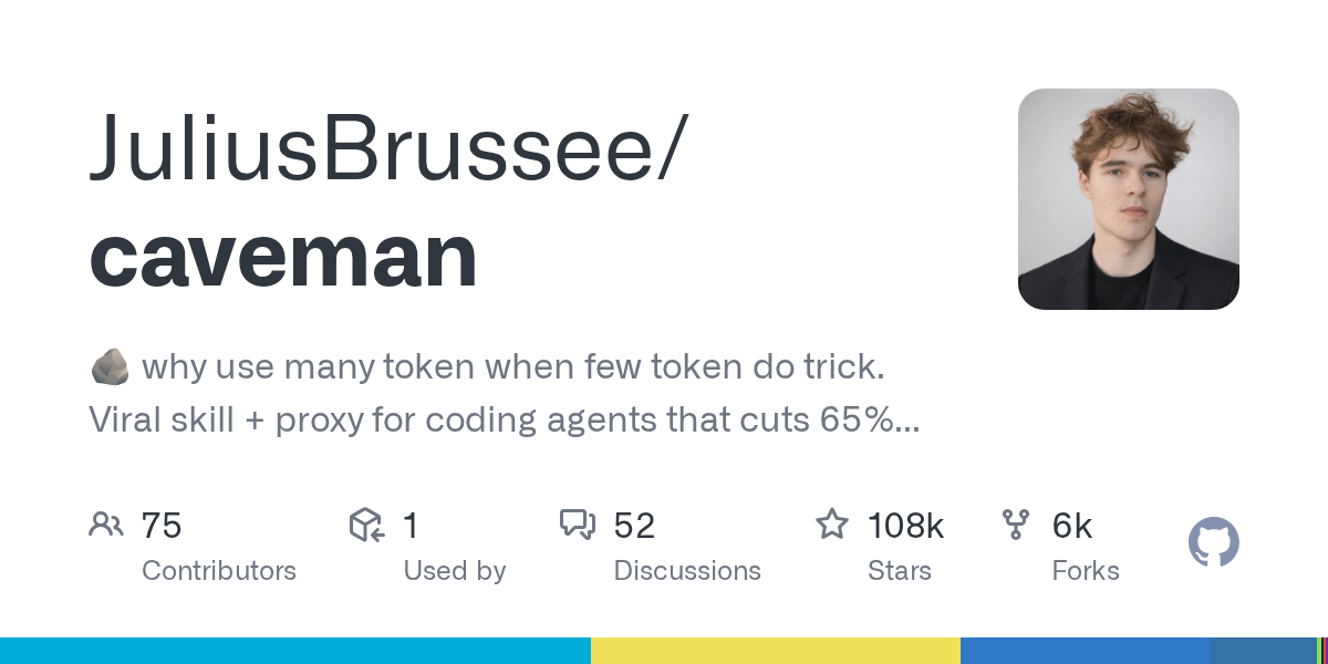 GitHub repository card for juliusbrussee/caveman