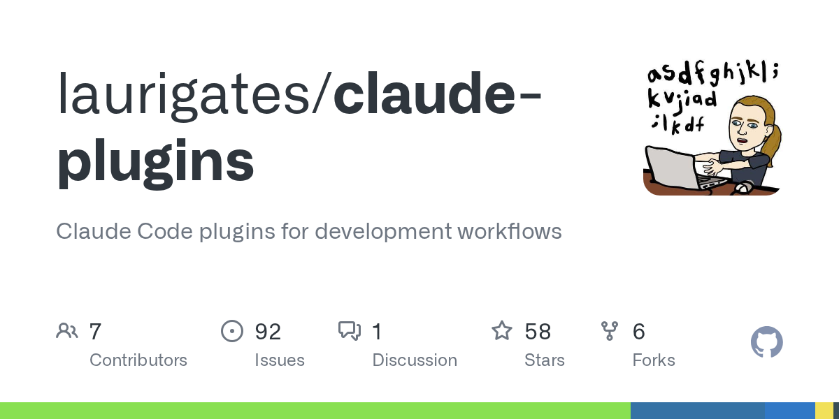 GitHub repository card for laurigates/claude-plugins