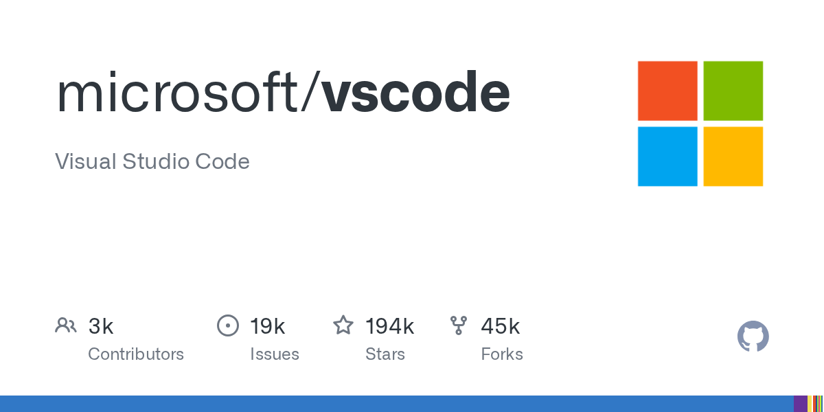 GitHub repository preview card for microsoft/vscode
