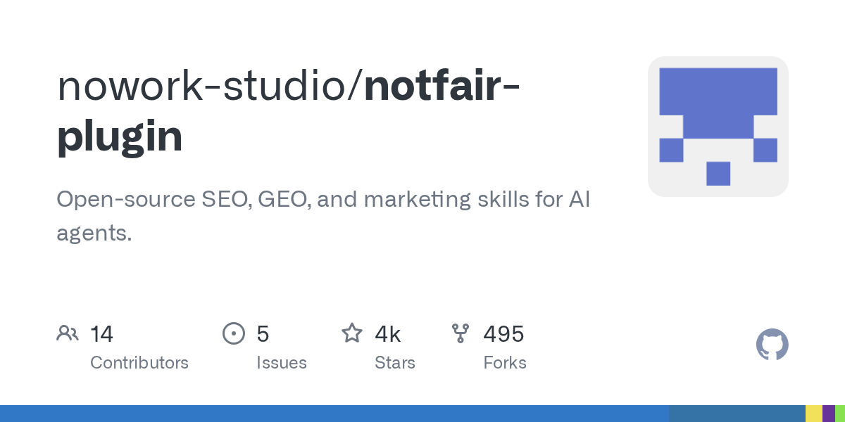 GitHub repository card for nowork-studio/notfair-plugin