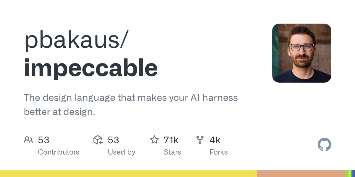 GitHub repository card for pbakaus/impeccable