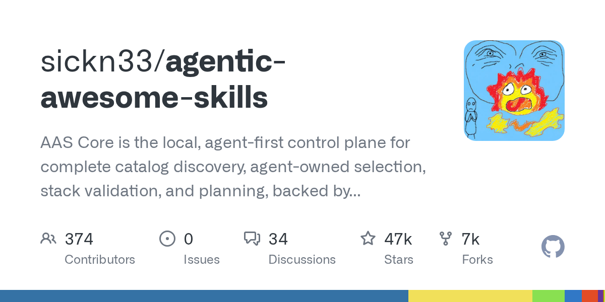 GitHub repository preview for sickn33/agentic-awesome-skills.