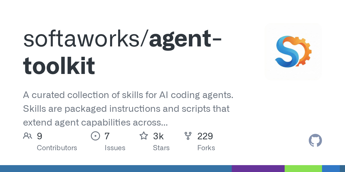 GitHub repository preview for softaworks/agent-toolkit.