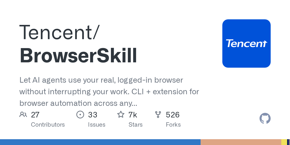 GitHub repository card for tencent/browserskill