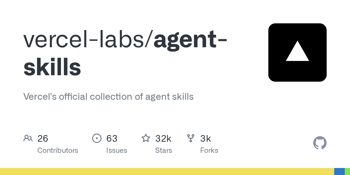 GitHub repository card for vercel-labs/agent-skills