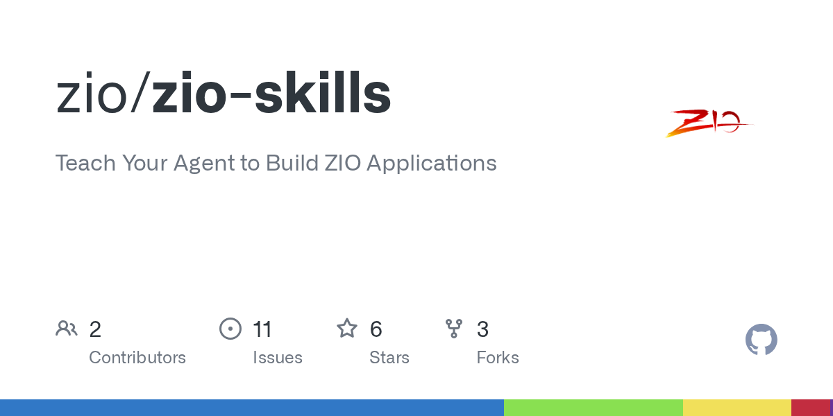 GitHub Open Graph preview for ZIO's runtime, streams, layers, and STM skill.