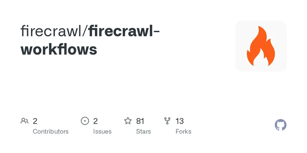 GitHub repository card for firecrawl/firecrawl-workflows