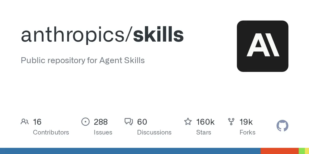 GitHub repository card for anthropics/skills