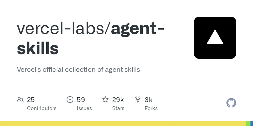 GitHub repository card for vercel-labs/agent-skills